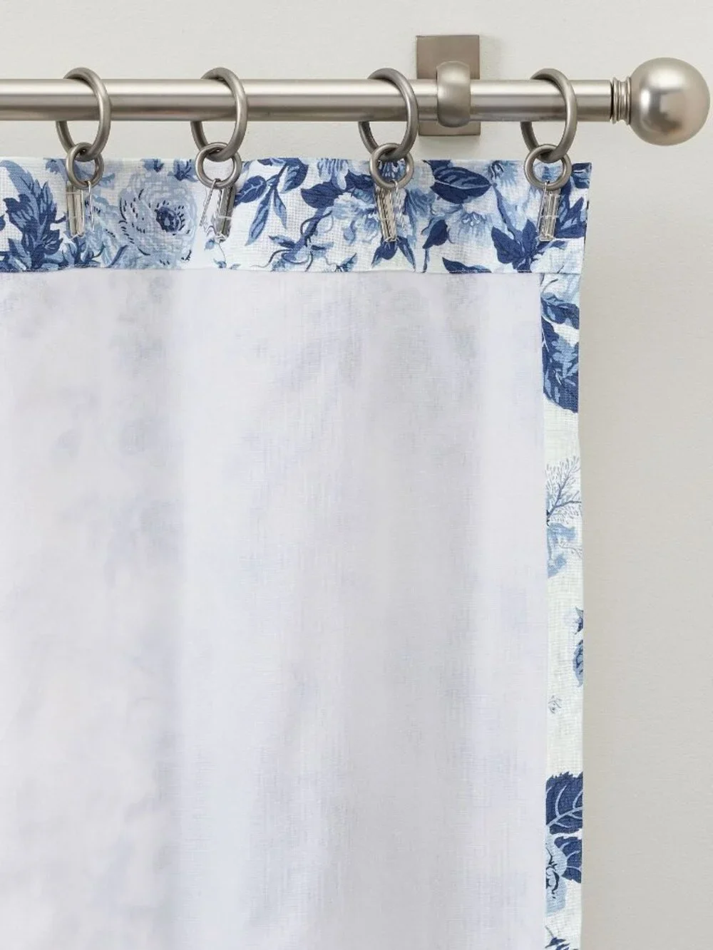 Pottery Barn 2 Blue Garden Floral Toile Curtains Drapes Linen Cotton 50x108